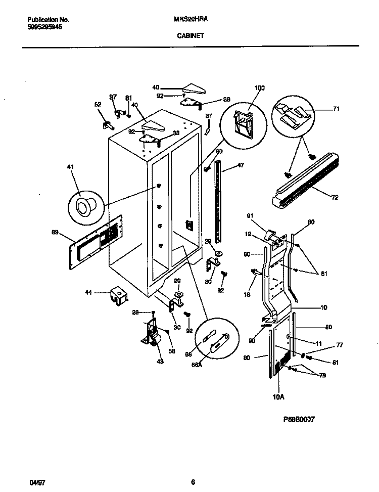 CABINET Diagram and Parts List for MRS20HRAD7  Frigidaire Refrigerator