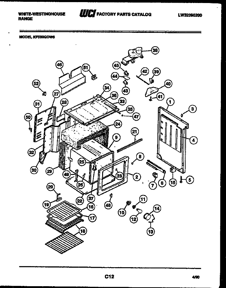 BODY PARTS Diagram and Parts List for KF560GDF6  Frigidaire Range