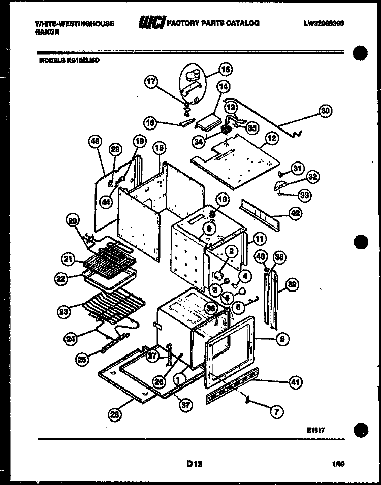 BODY PARTS Diagram and Parts List for KB152LM0  Frigidaire Wall Oven