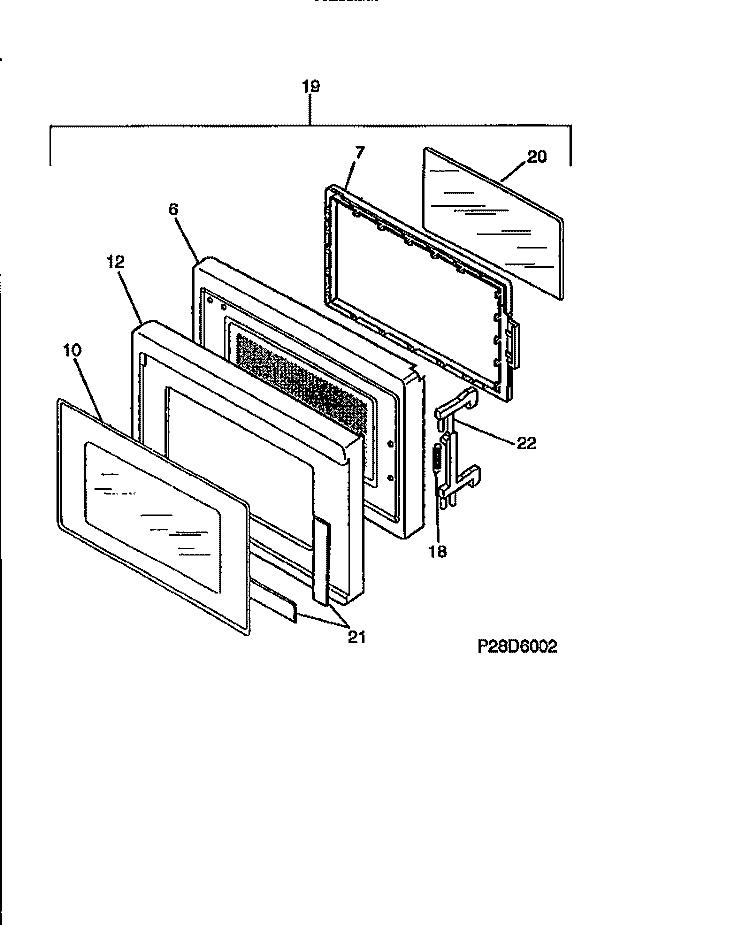 DOOR Diagram and Parts List for TMT157U1B0  Tappan Microwave