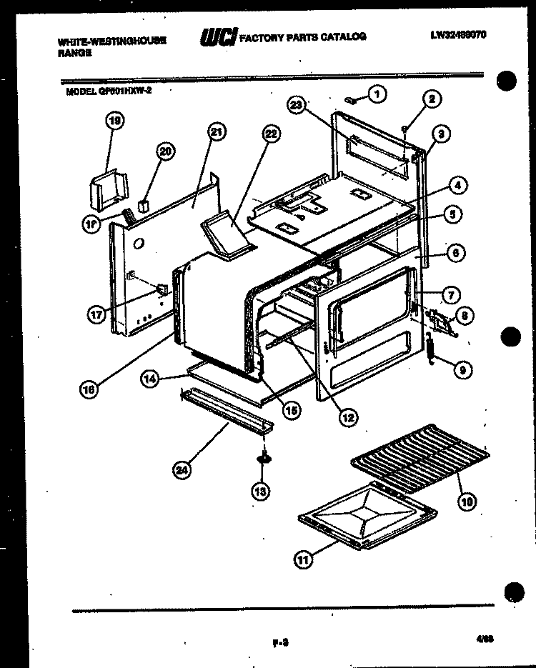 BODY PARTS Diagram and Parts List for GF501HXW2  Frigidaire Range
