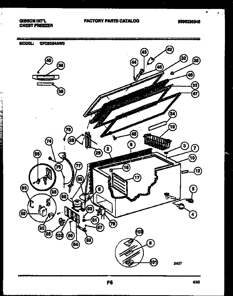 CHEST FREEZER PARTS Diagram and Parts List for GFC20M4AW0  Gibson Freezer