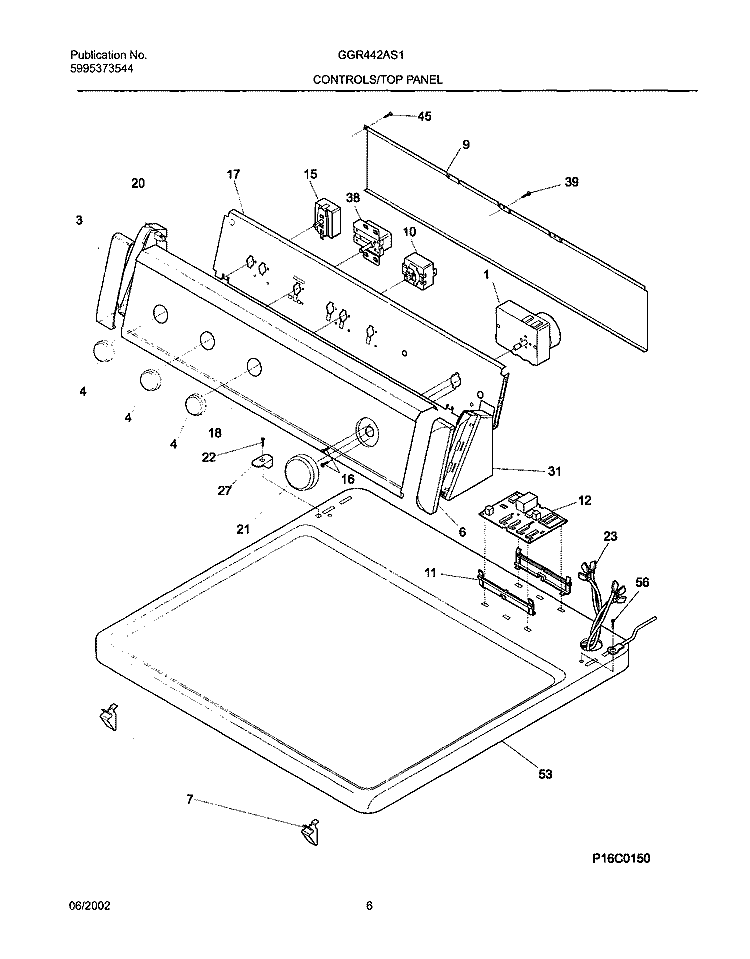CONTROL PANEL Diagram and Parts List for GGR442AS1  Gibson Dryer