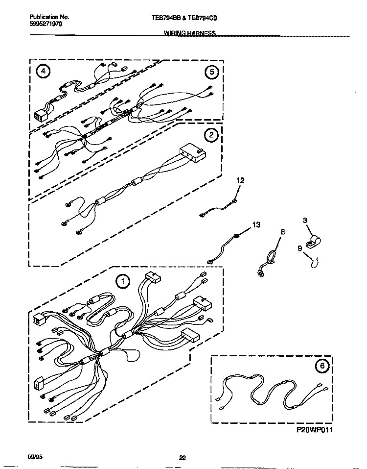 WIRING HARNESS Diagram and Parts List for TEB794BBBB  Tappan Microwave Oven Combo