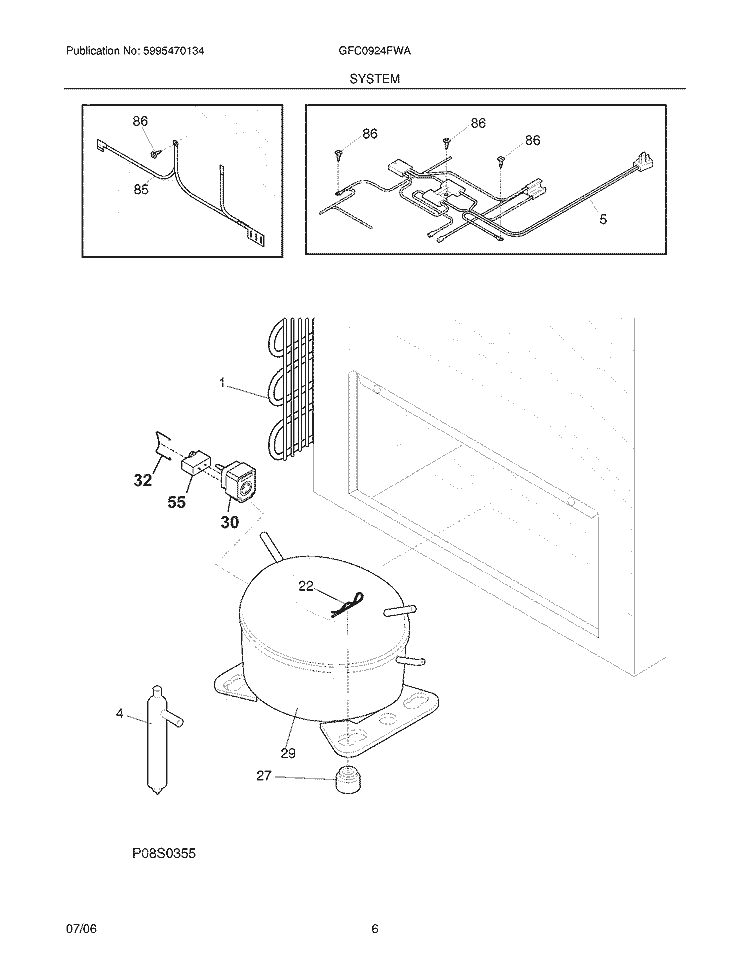 SYSTEM Diagram and Parts List for GFC0924FWA  Gibson Freezer