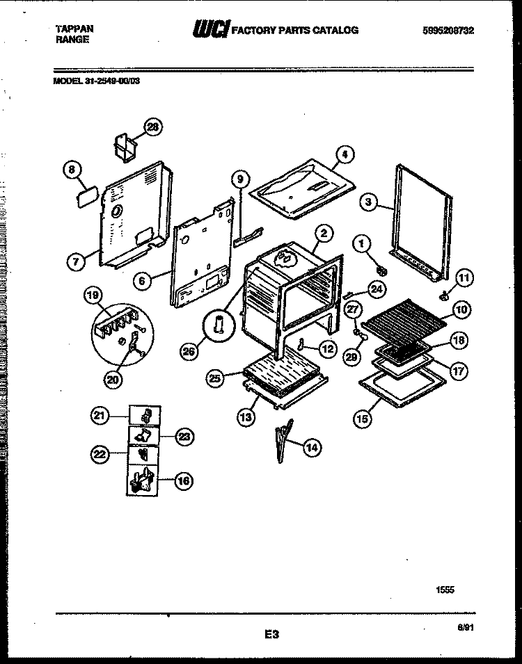 BODY PARTS Diagram and Parts List for 31-2549-23-03  Tappan Range