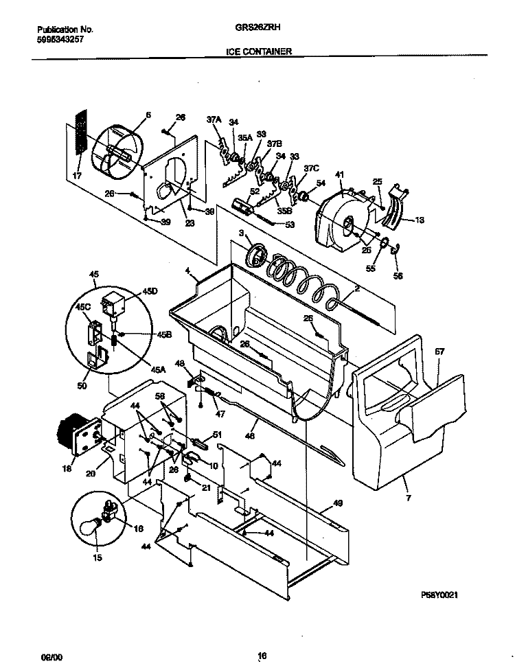 ICE CONTAINER Diagram and Parts List for GRS26ZRHW5  Gibson Refrigerator