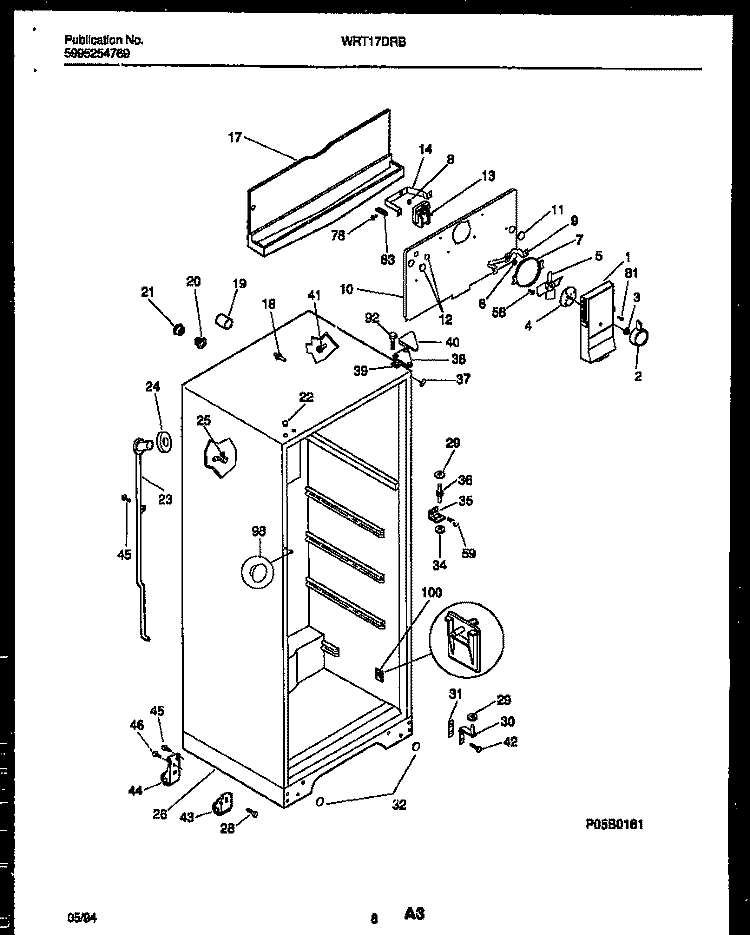 CABINET PARTS Diagram and Parts List for WRT17DRBD1  Frigidaire Refrigerator