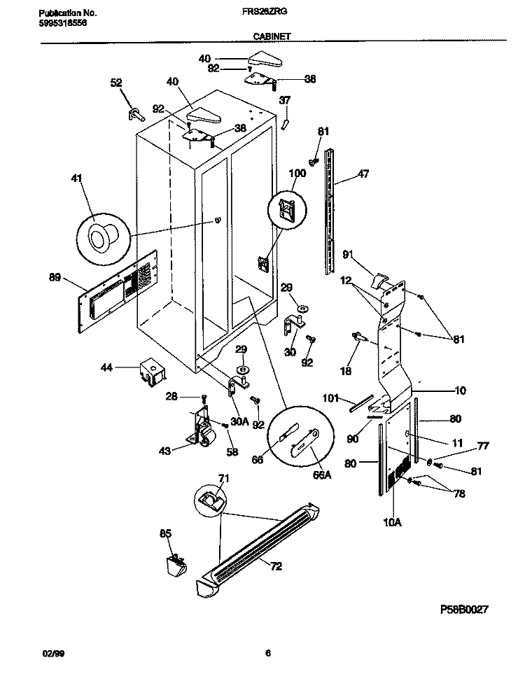 CABINET Diagram and Parts List for FRS26ZRGW5  Frigidaire Refrigerator