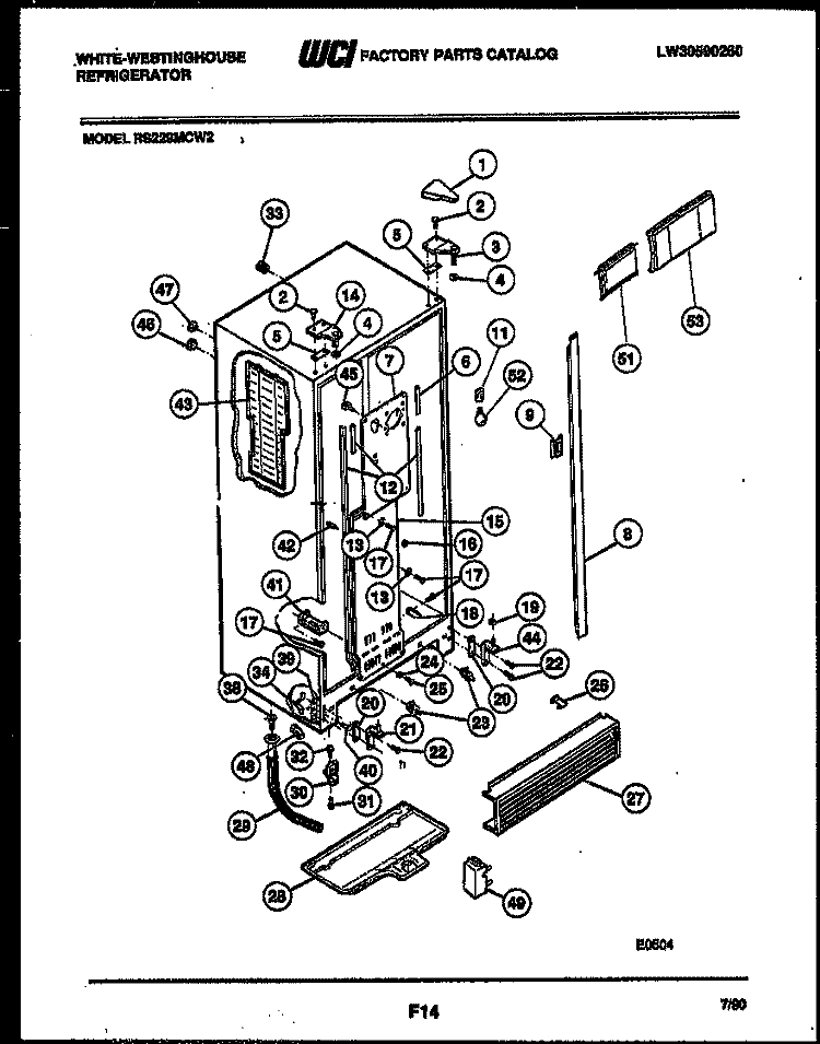 CABINET PARTS Diagram and Parts List for RS229MCD2  Frigidaire Refrigerator