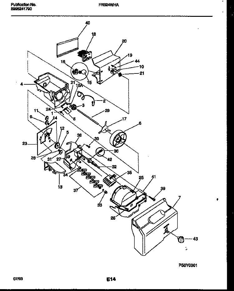 ICE DISPENSER Diagram and Parts List for FRS24WHAW0  Frigidaire Refrigerator