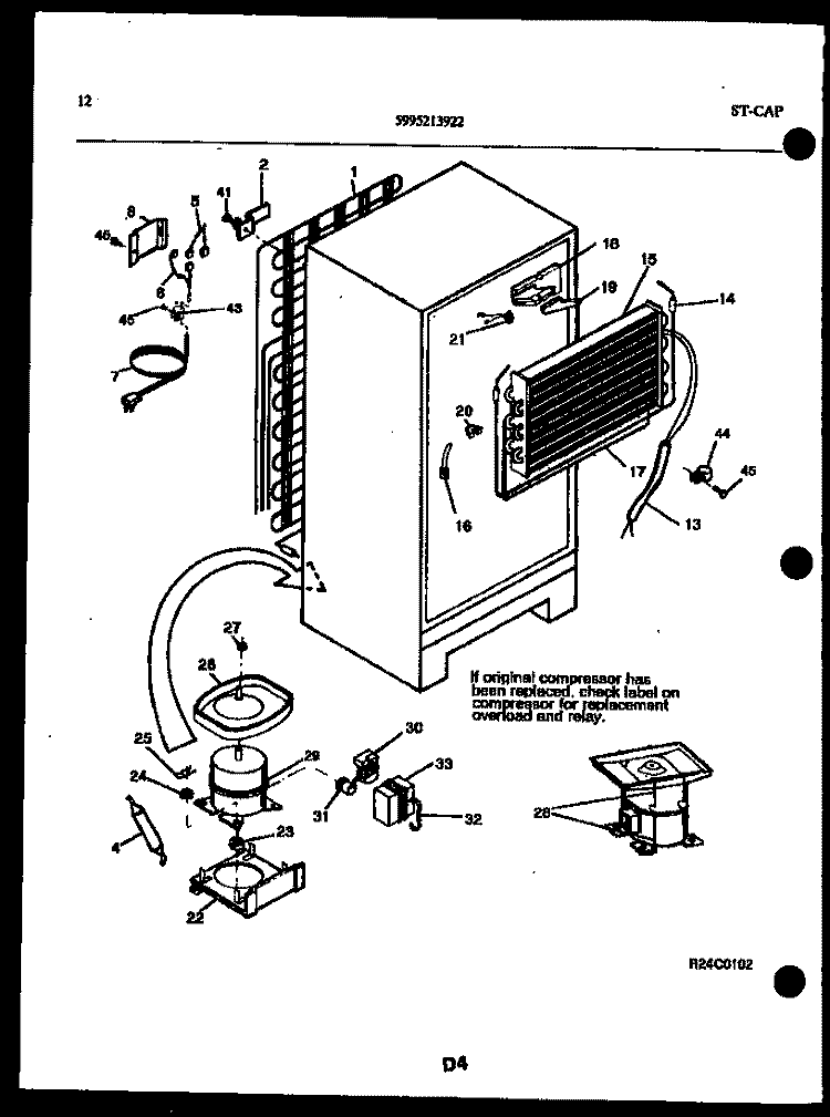 SYSTEM AND AUTOMATIC DEFROST PARTS Diagram and Parts List for TSK150HN0D  Kelvinator Refrigerator