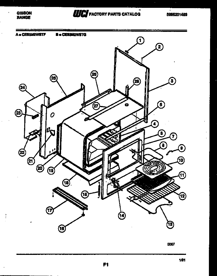 BODY PARTS Diagram and Parts List for CEB3M2WSTG  Gibson Range
