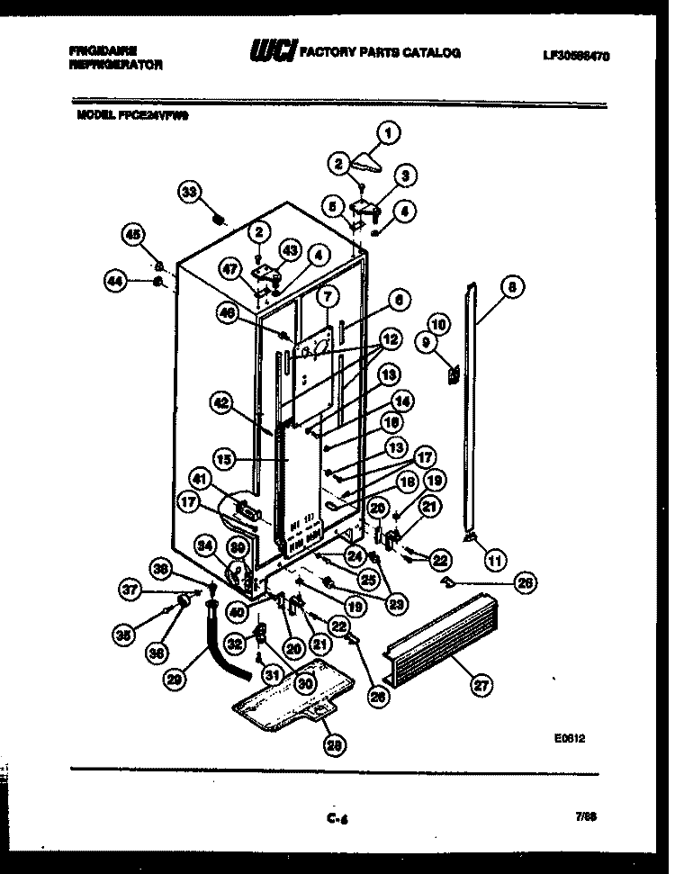 CABINET PARTS Diagram and Parts List for FPCE24VFA0  Frigidaire Refrigerator