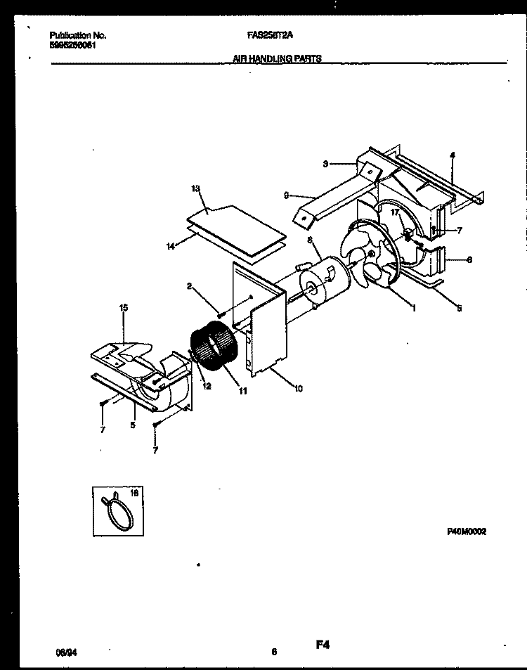 AIR HANDLING PARTS Diagram and Parts List for FAS256T2A1  Frigidaire Air Conditioner