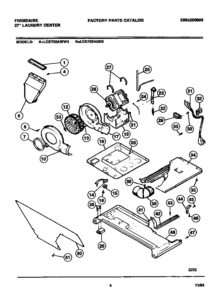 DRYER - MOTOR, BLOWER, BELT Diagram and Parts List for LCE702AWW3  Frigidaire Washer Dryer Combo