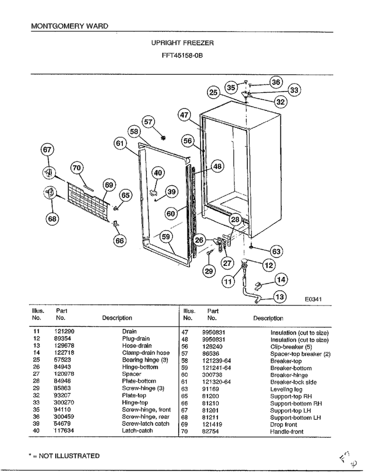Upright Freezer Page 5 Diagram and Parts List for 45158B  Frigidaire Freezer
