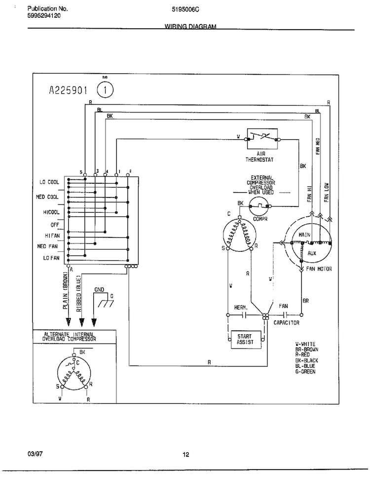 Wiring Diagram Diagram and Parts List for 5195006  Frigidaire Air Conditioner
