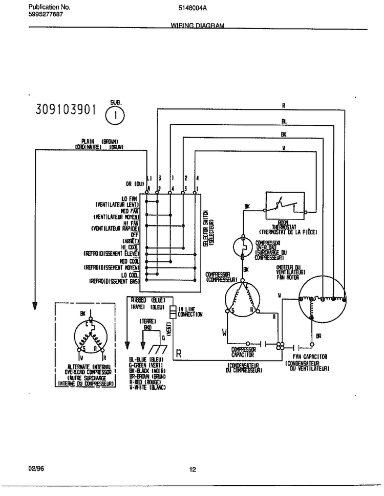 Wiring Diagram Diagram and Parts List for 5148004A  Frigidaire Air Conditioner