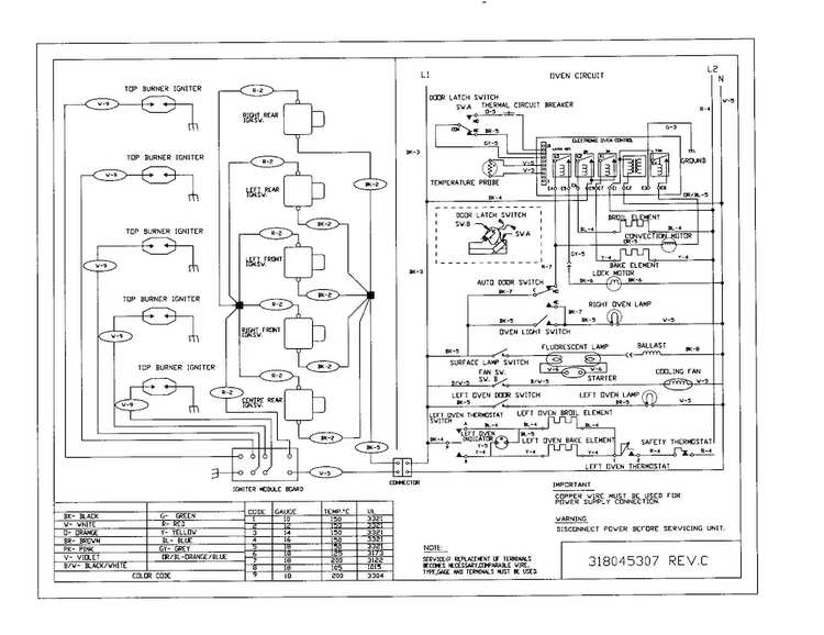 Wiring Diagram and Parts List for 74403  Frigidaire Range