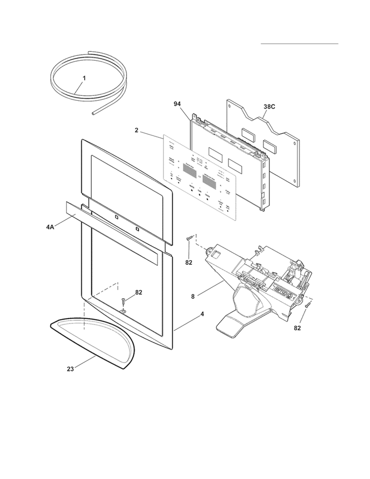 Controls & Ice Dispenser Diagram and Parts List for FGHF2369MF4  Frigidaire Refrigerator