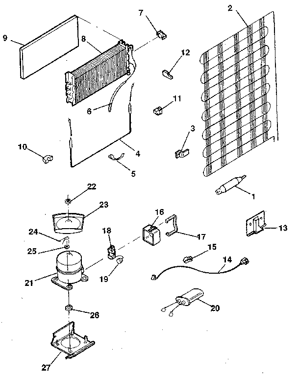 Unit Diagram and Parts List for 2538791290-1987  Kenmore Refrigerator