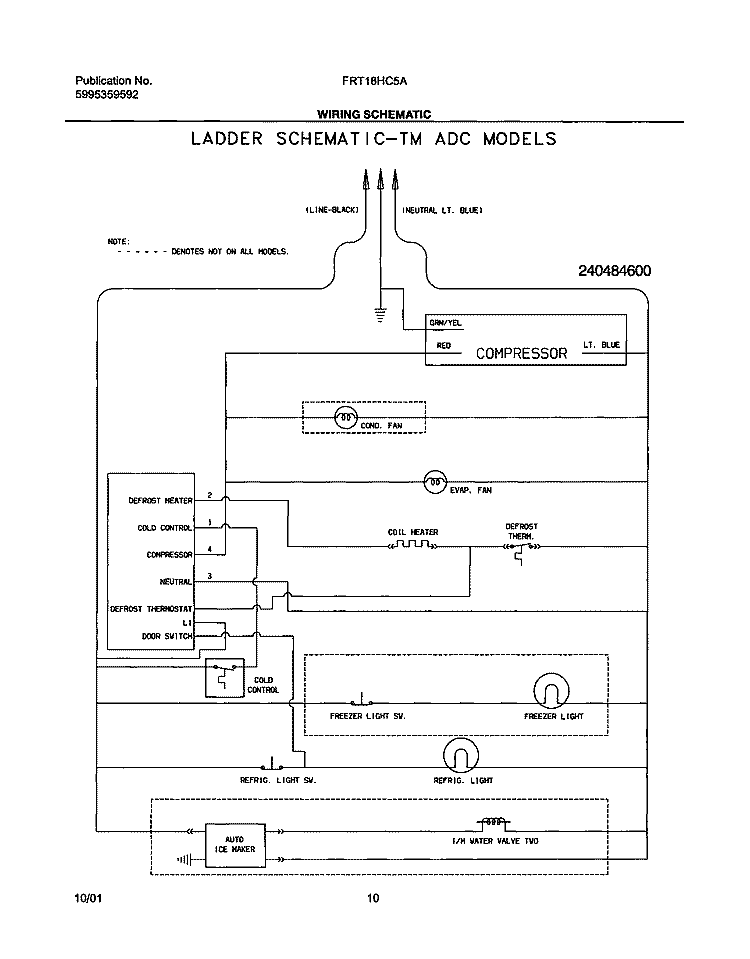 WIRING SCHEMATIC Diagram and Parts List for FRT18HC5AQ2  Frigidaire Refrigerator