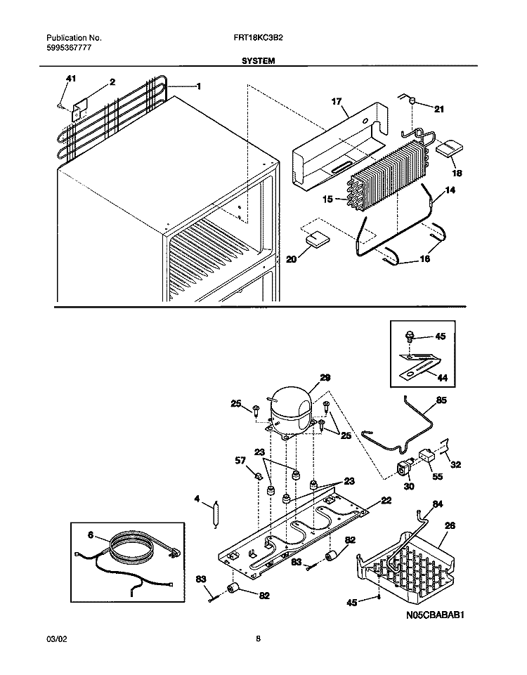 SYSTEM Diagram and Parts List for FRT18KC3BW2  Frigidaire Refrigerator