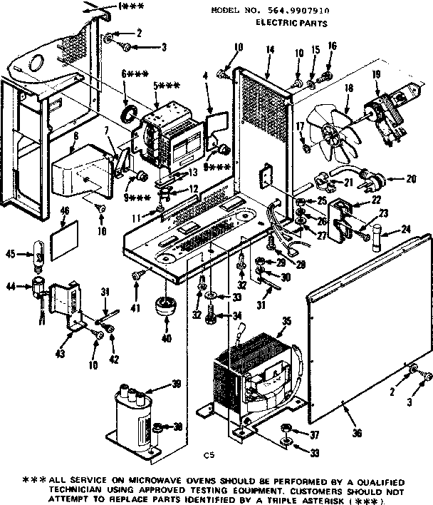 Electric Parts Diagram and Parts List for 5649907910  Kenmore Microwave