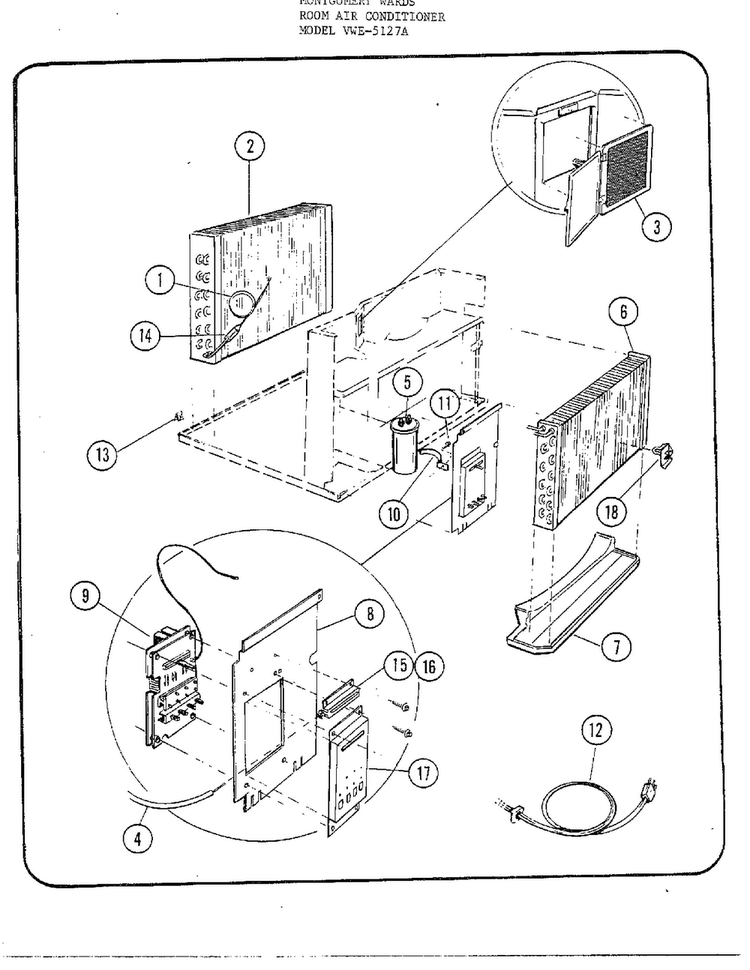 Room Air Conditioner Page 3 Diagram and Parts List for 5127A  Frigidaire Air Conditioner