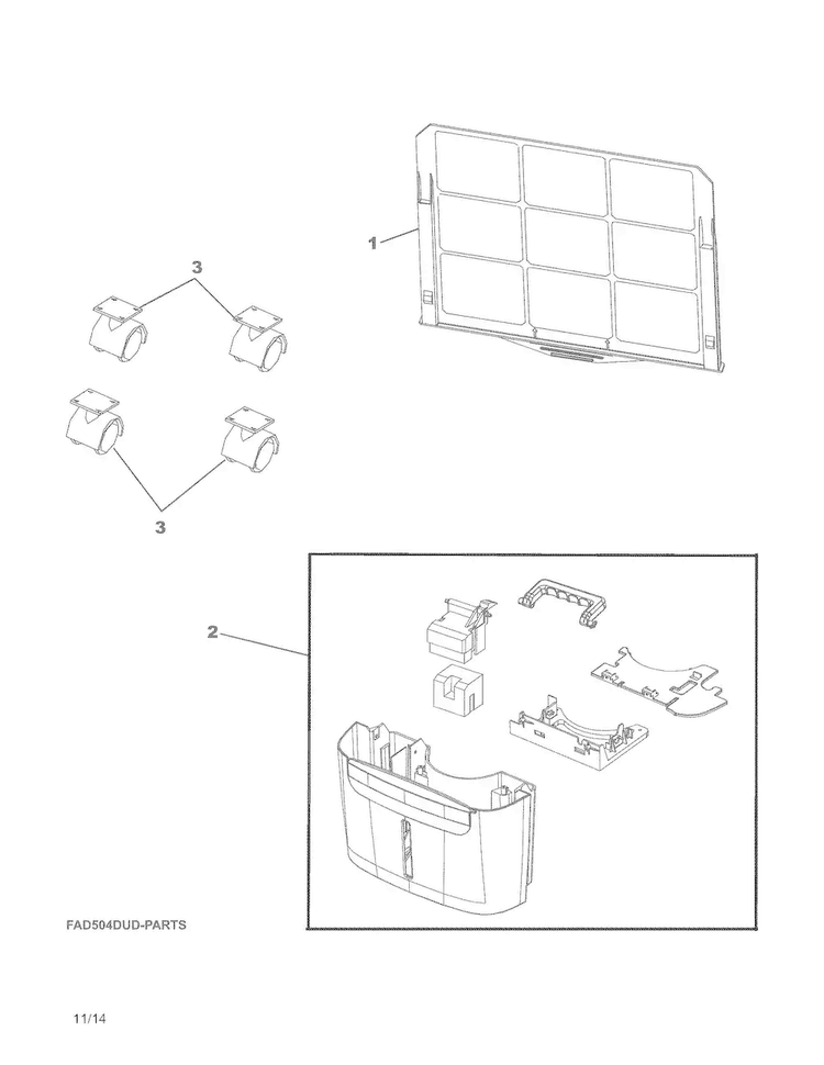 Recommended Spare Parts Diagram and Parts List for CAD504DWD6  Frigidaire Dehumidifier