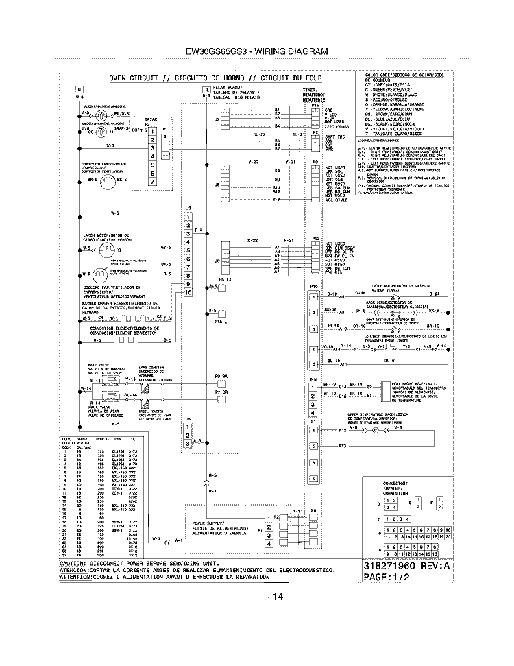 WIRING DIAGRAM Diagram and Parts List for EW30GS65GS3  Electrolux Range