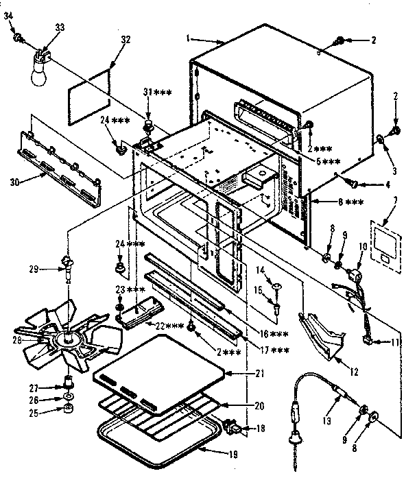 Cabinet Parts Diagram and Parts List for 5648878520  Kenmore Microwave