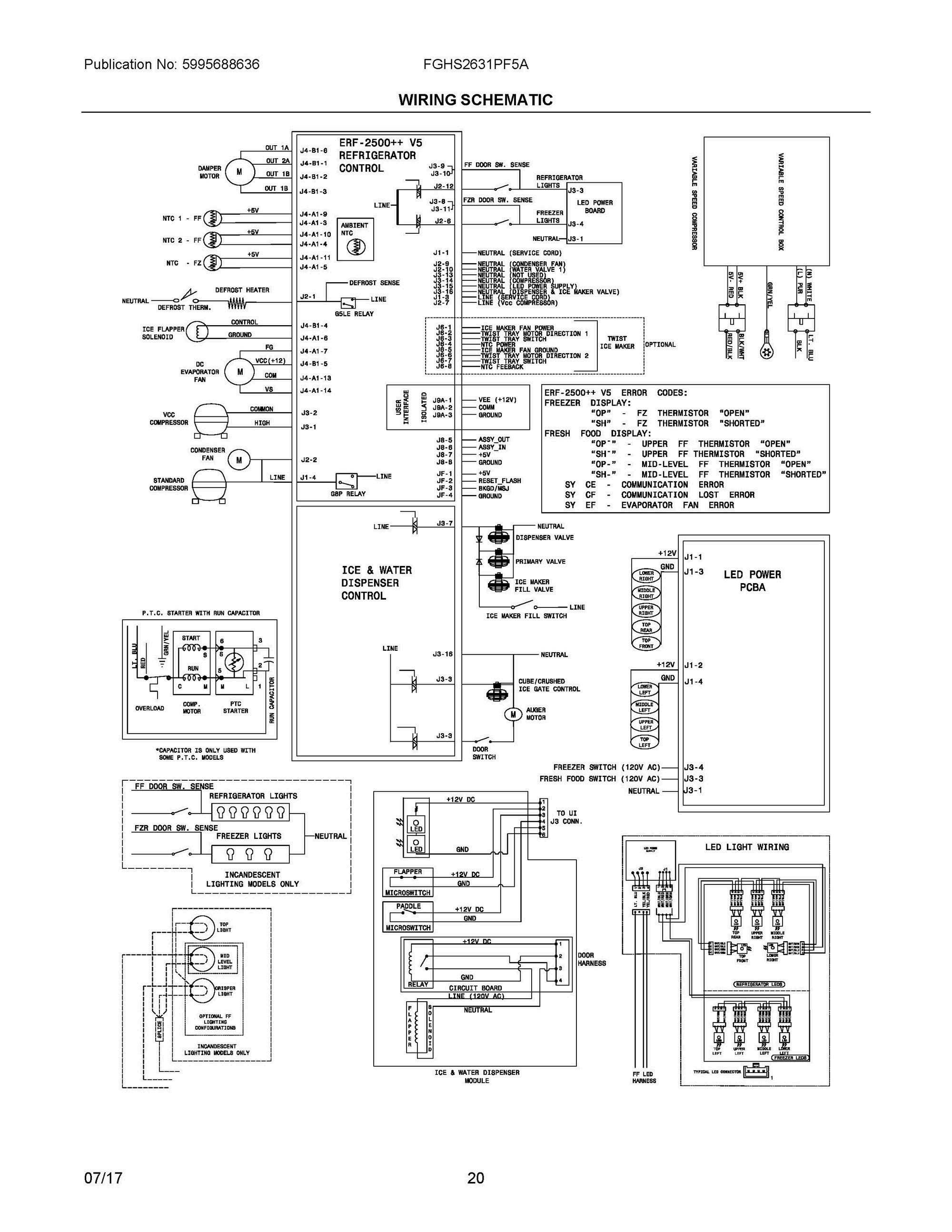 11 - WIRING SCHEMATIC Diagram and Parts List for FGHS2631PF5A  Frigidaire Refrigerator