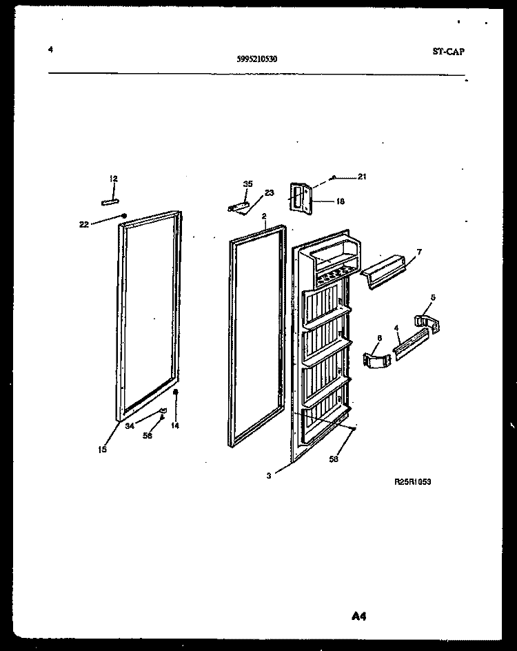DOOR PARTS Diagram and Parts List for FSK190JN1D  Kelvinator Refrigerator