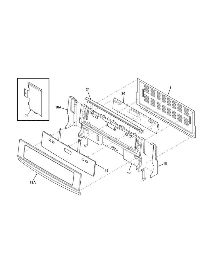Backguard Diagram and Parts List for EI30EF35JSA  Electrolux Range