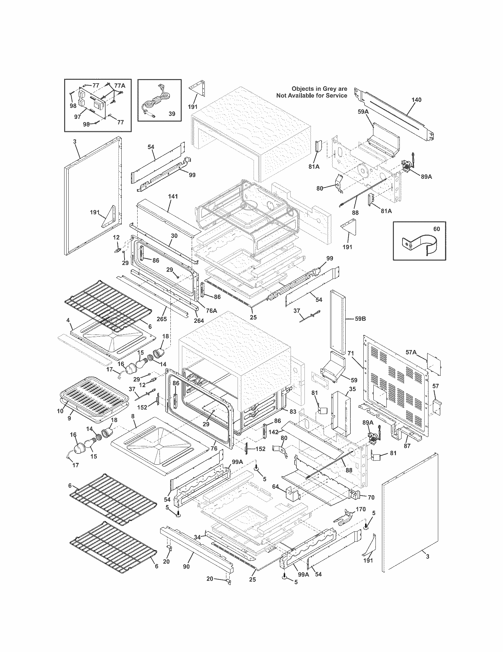 Body Diagram and Parts List for 79078033300  Kenmore Range
