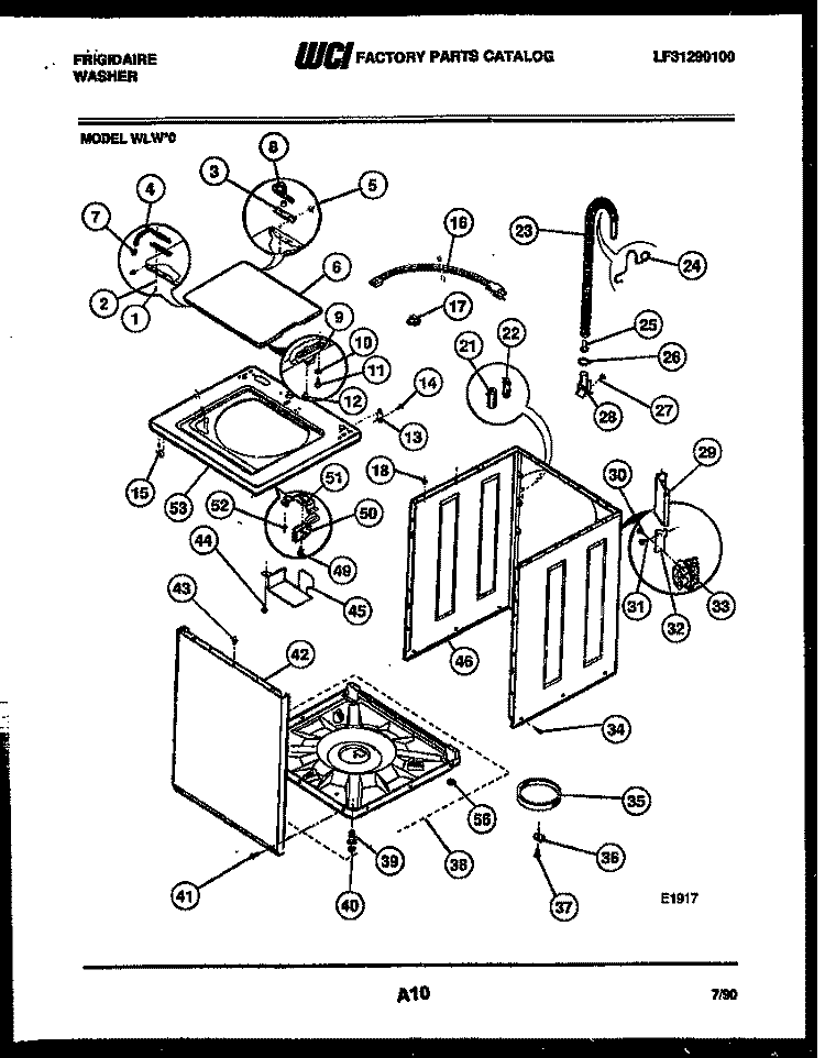 CABINET PARTS Diagram and Parts List for WLW0  Frigidaire Washer