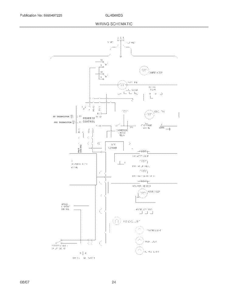 WIRING SCHEMATIC Diagram and Parts List for GLHS68EGPW9  Frigidaire Refrigerator