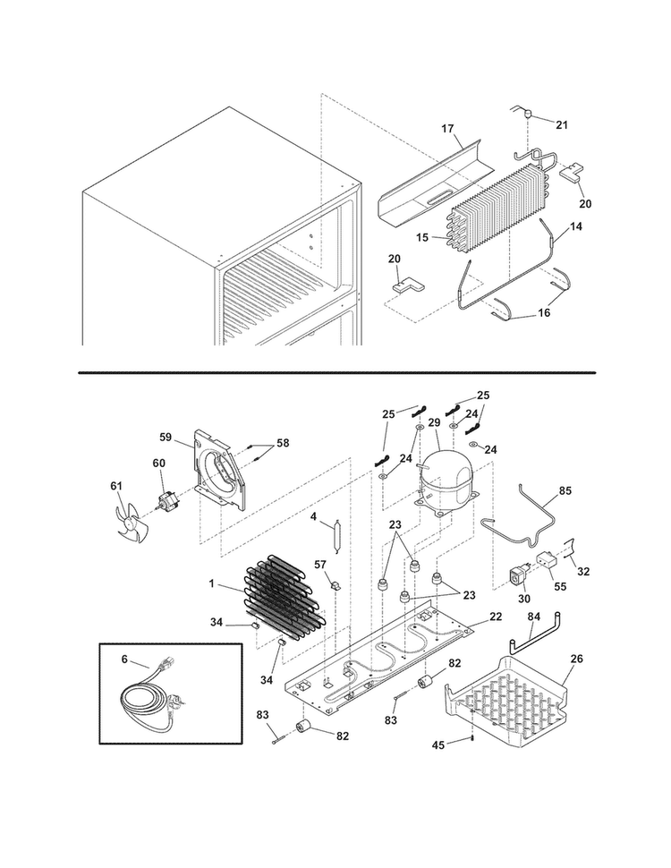 System Diagram and Parts List for WRTS23V7MW4  Frigidaire Refrigerator