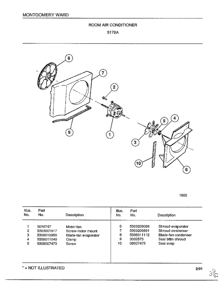 Room Air Conditioner Page 3 Diagram and Parts List for 5178A  Frigidaire Air Conditioner