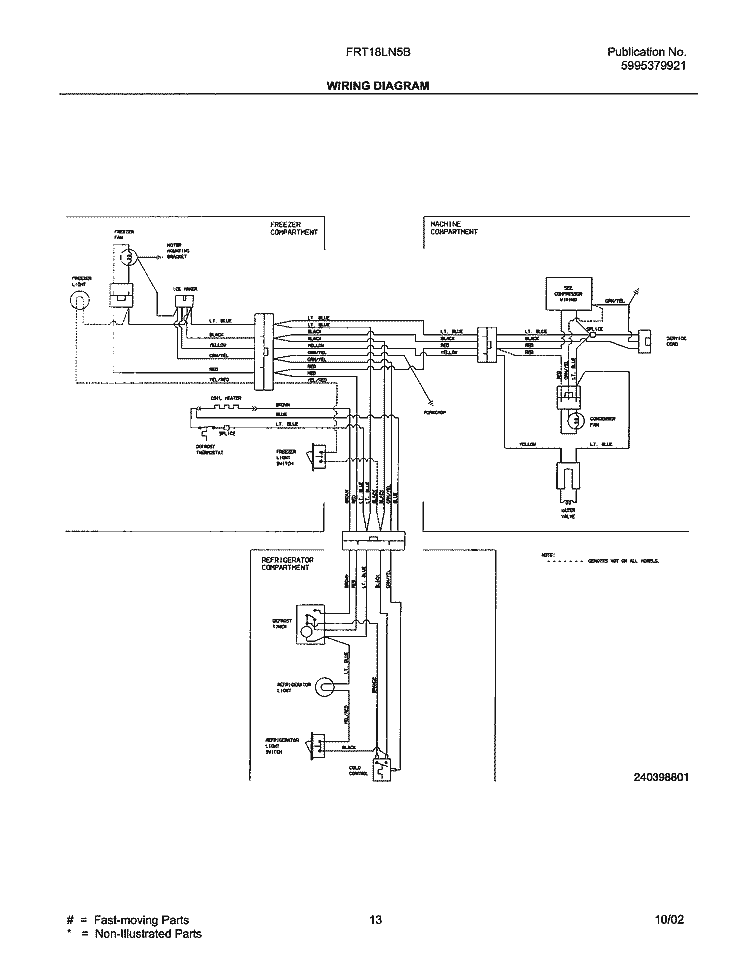 WIRING DIAGRAM Diagram and Parts List for FRT18LN5BW2  Frigidaire Refrigerator