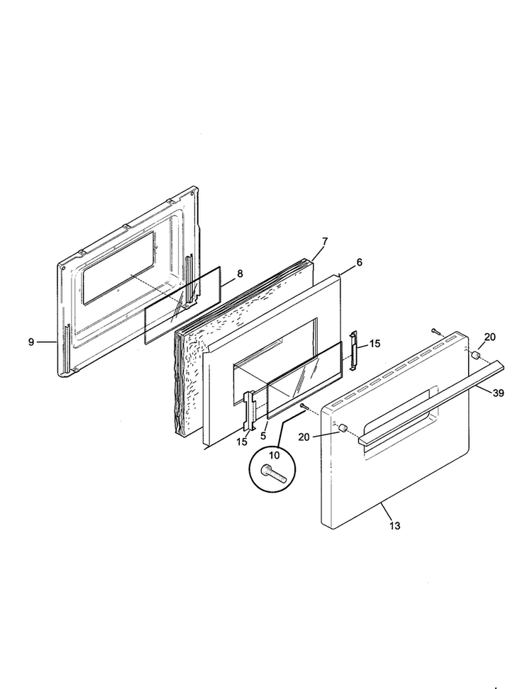 Door Diagram and Parts List for TGF605WFW4  Tappan Range