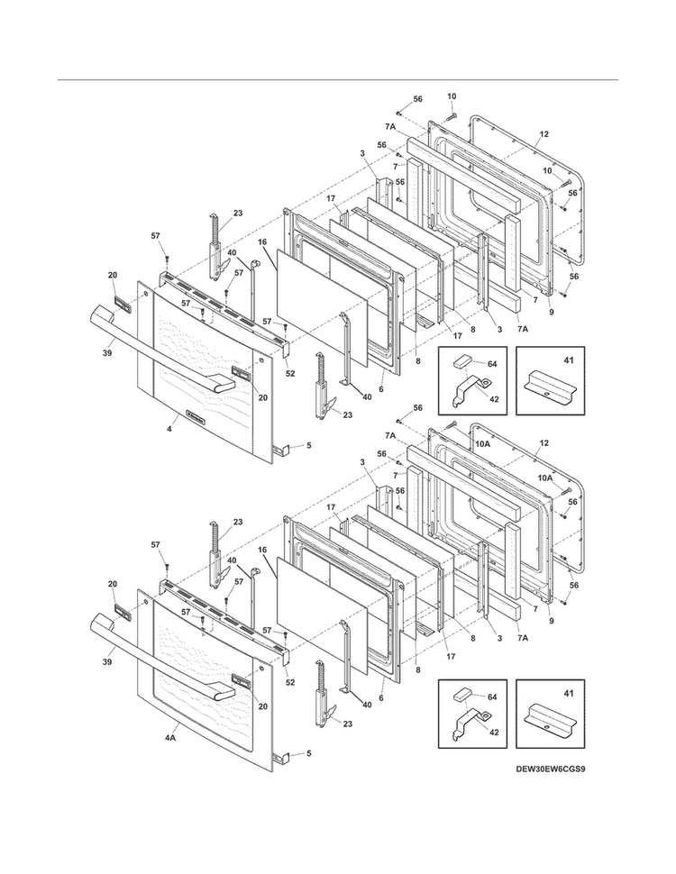 Doors Diagram and Parts List for EW30EW6CGS9  Electrolux Wall Oven