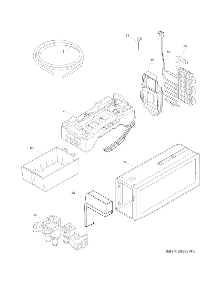 Ice Maker Diagram and Parts List for EI27BS26JBC  Frigidaire Refrigerator