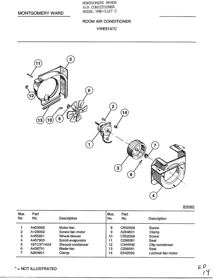 Room Air Conditioner Page 2 Diagram and Parts List for 5467C  Frigidaire Air Conditioner