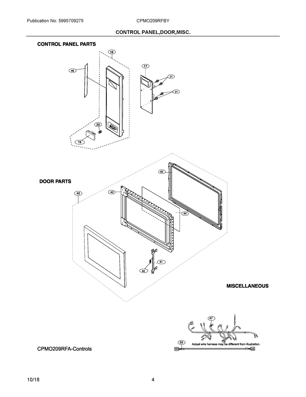 Control Panel,door,misc. Diagram and Parts List for CPMO209RFBY  Frigidaire Microwave