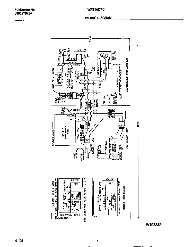 WIRING DIAGRAM Diagram and Parts List for WRT16QRCD1  Frigidaire Refrigerator