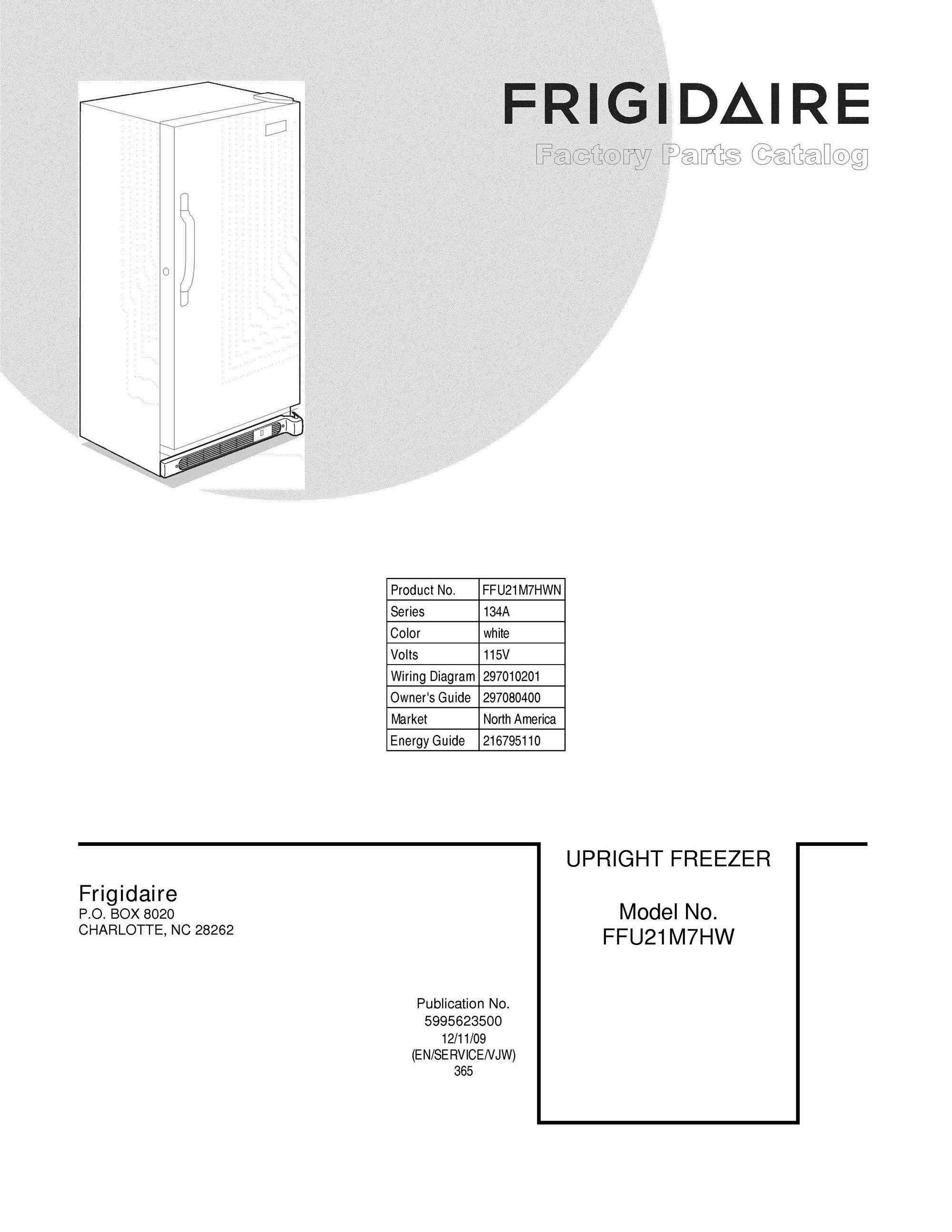 01 - COVER Diagram and Parts List for FFU21M7HWN  Frigidaire Freezer