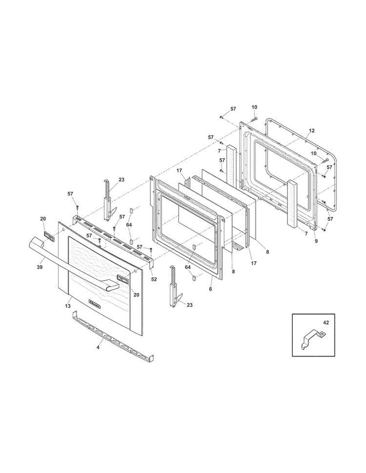 Door Diagram and Parts List for EI30GS5CJSD  Electrolux Range